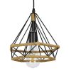 GLOBOSTAR® FLUTED 01421 Vintage Κρεμαστό Φωτιστικό Οροφής με Ντουί 1 x E27 AC 220-240V IP20 - Μαύρο & Μπεζ - Μ25 x Π25 x Y24cm