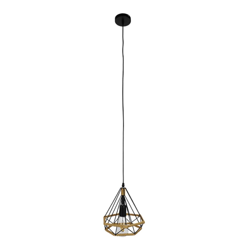 GLOBOSTAR® FLUTED 01421 Vintage Κρεμαστό Φωτιστικό Οροφής με Ντουί 1 x E27 AC 220-240V IP20 - Μαύρο & Μπεζ - Μ25 x Π25 x Y24cm