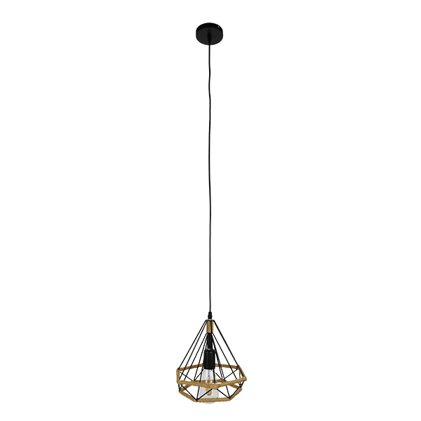 GLOBOSTAR® FLUTED 01421 Vintage Κρεμαστό Φωτιστικό Οροφής με Ντουί 1 x E27 AC 220-240V IP20 - Μαύρο & Μπεζ - Μ25 x Π25 x Y24cm