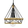 GLOBOSTAR® FLUTED 01421 Vintage Κρεμαστό Φωτιστικό Οροφής με Ντουί 1 x E27 AC 220-240V IP20 - Μαύρο & Μπεζ - Μ25 x Π25 x Y24cm
