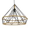 GLOBOSTAR® FLUTED 01422 Vintage Κρεμαστό Φωτιστικό Οροφής με Ντουί 1 x E27 AC 220-240V IP20 - Μαύρο & Μπεζ - Μ50 x Π50 x Y44cm