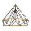 GLOBOSTAR® FLUTED 01422 Vintage Κρεμαστό Φωτιστικό Οροφής με Ντουί 1 x E27 AC 220-240V IP20 - Μαύρο & Μπεζ - Μ50 x Π50 x Y44cm