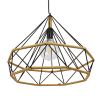 GLOBOSTAR® FLUTED 01422 Vintage Κρεμαστό Φωτιστικό Οροφής με Ντουί 1 x E27 AC 220-240V IP20 - Μαύρο & Μπεζ - Μ50 x Π50 x Y44cm