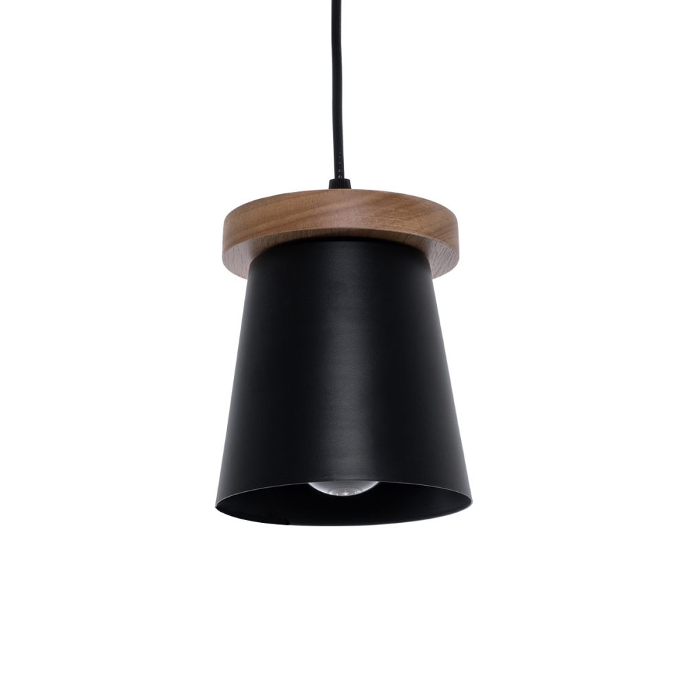GLOBOSTAR® LANA 01424 Μοντέρνο Κρεμαστό Φωτιστικό Οροφής με Ντουί 1 x E27 AC 220-240V IP20 - Μαύρο & Καφέ - Μ13 x Π13 x Y17cm