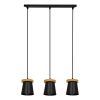 GLOBOSTAR® LANA 01425 Μοντέρνο Κρεμαστό Φωτιστικό Οροφής με Ντουί 3 x E27 AC 220-240V IP20 - Μαύρο & Καφέ - Μ60 x Π13 x Υ18cm