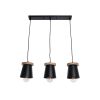 GLOBOSTAR® LANA 01425 Μοντέρνο Κρεμαστό Φωτιστικό Οροφής με Ντουί 3 x E27 AC 220-240V IP20 - Μαύρο & Καφέ - Μ60 x Π13 x Υ18cm