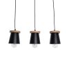 GLOBOSTAR® LANA 01425 Μοντέρνο Κρεμαστό Φωτιστικό Οροφής με Ντουί 3 x E27 AC 220-240V IP20 - Μαύρο & Καφέ - Μ60 x Π13 x Υ18cm