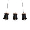GLOBOSTAR® LANA 01425 Μοντέρνο Κρεμαστό Φωτιστικό Οροφής με Ντουί 3 x E27 AC 220-240V IP20 - Μαύρο & Καφέ - Μ60 x Π13 x Υ18cm