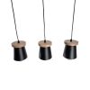 GLOBOSTAR® LANA 01425 Μοντέρνο Κρεμαστό Φωτιστικό Οροφής με Ντουί 3 x E27 AC 220-240V IP20 - Μαύρο & Καφέ - Μ60 x Π13 x Υ18cm