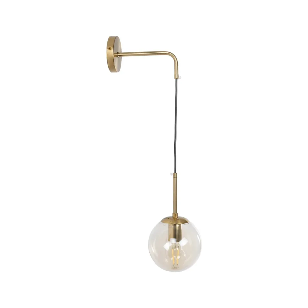 GLOBOSTAR® MADISON 01427 Μοντέρνο Φωτιστικό Τοίχου - Απλίκα με Ντουί 1 x E27 AC 220-240V IP20 - Χρυσό & Μελί - Μ15 x Π25 x Υ65cm