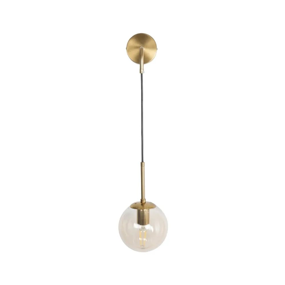 GLOBOSTAR® MADISON 01427 Μοντέρνο Φωτιστικό Τοίχου - Απλίκα με Ντουί 1 x E27 AC 220-240V IP20 - Χρυσό & Μελί - Μ15 x Π25 x Υ65cm