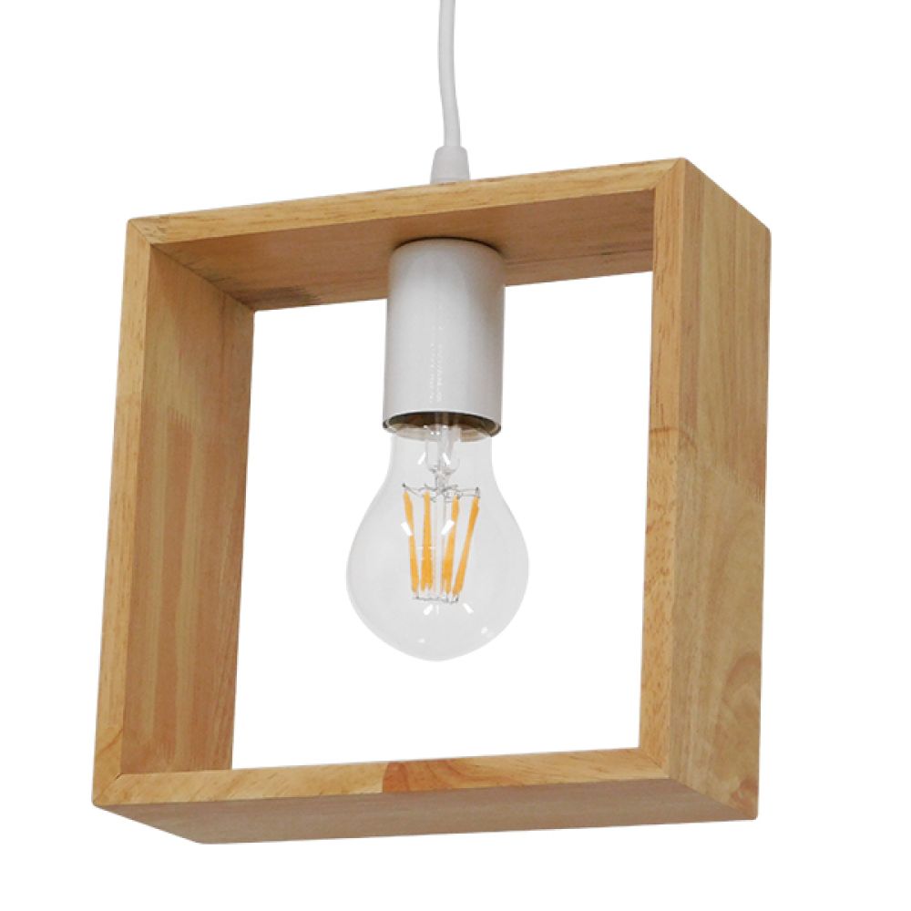 GLOBOSTAR® ELISE 01428 Μοντέρνο Κρεμαστό Φωτιστικό Οροφής με Ντουί 1 x E27 AC 220-240V IP20 - Μπεζ & Λευκό - Μ8 x Π8 x Υ23cm
