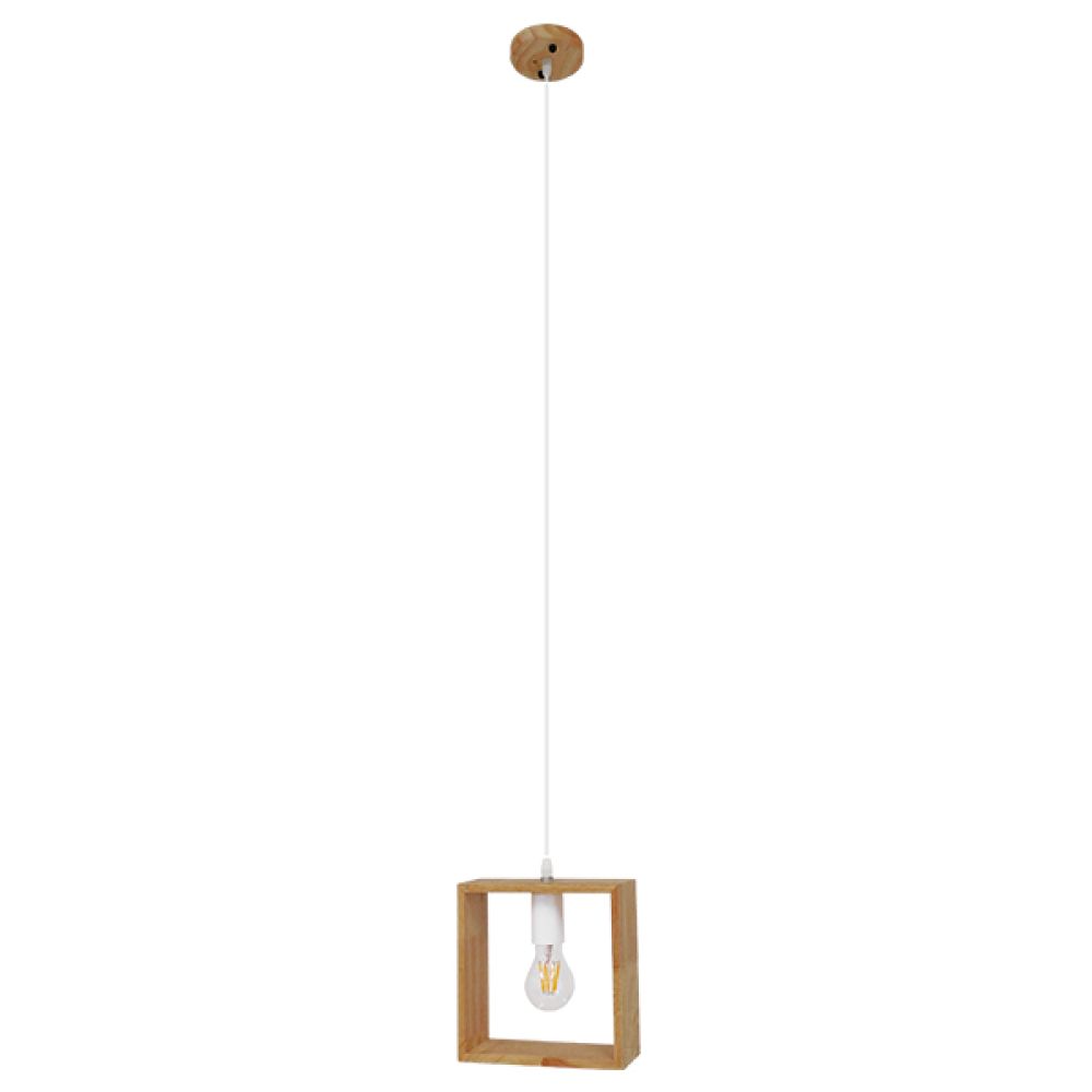 GLOBOSTAR® ELISE 01428 Μοντέρνο Κρεμαστό Φωτιστικό Οροφής με Ντουί 1 x E27 AC 220-240V IP20 - Μπεζ & Λευκό - Μ8 x Π8 x Υ23cm