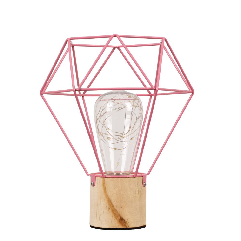 GLOBOSTAR® ANTLER 01442 Μοντέρνο Επιτραπέζιο Φωτιστικό LED 2.2W 154lm 360° DC 5V IP20 Θερμό Λευκό 2700K - DIODE - Ροζ & Μπεζ - Μ19 x Π19 x Υ23cm - 2 Χρόνια Εγγύηση