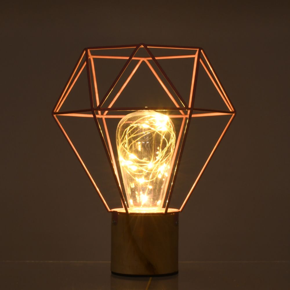 GLOBOSTAR® ANTLER 01442 Μοντέρνο Επιτραπέζιο Φωτιστικό LED 2.2W 154lm 360° DC 5V IP20 Θερμό Λευκό 2700K - DIODE - Ροζ & Μπεζ - Μ19 x Π19 x Υ23cm - 2 Χρόνια Εγγύηση