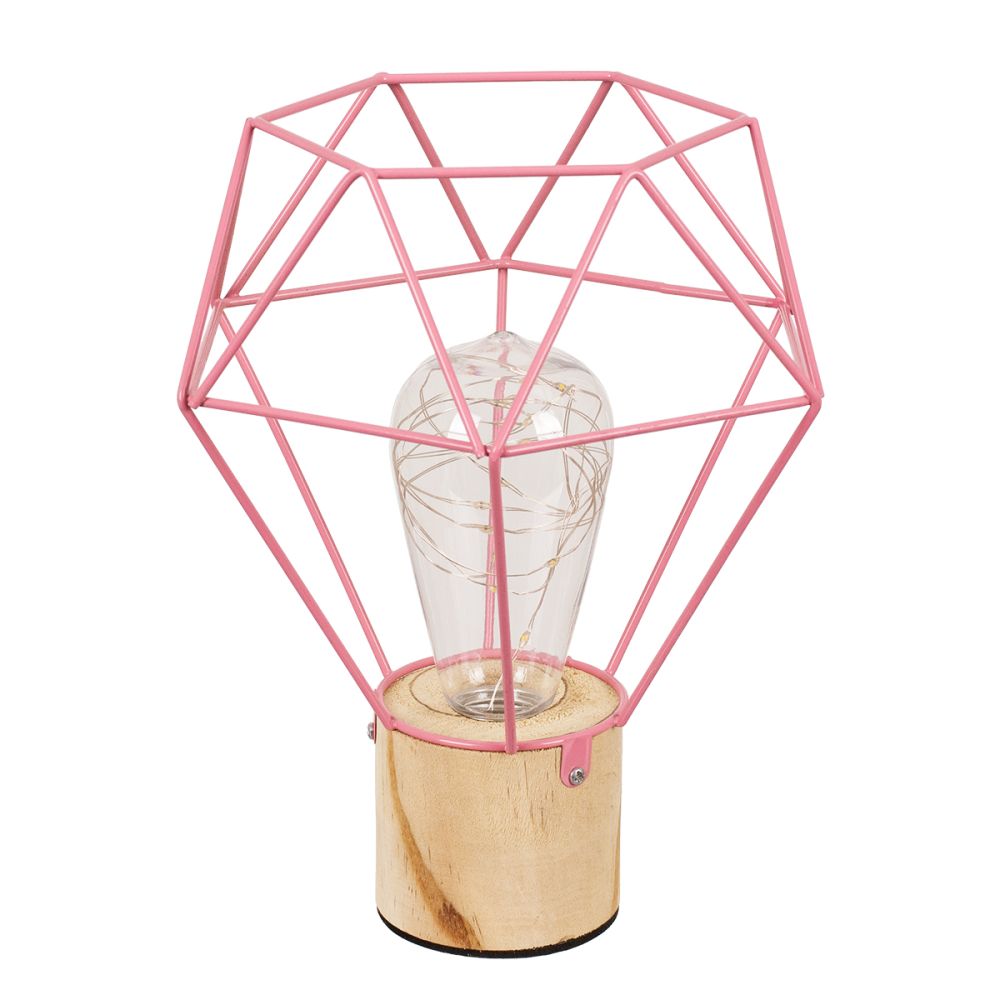 GLOBOSTAR® ANTLER 01442 Μοντέρνο Επιτραπέζιο Φωτιστικό LED 2.2W 154lm 360° DC 5V IP20 Θερμό Λευκό 2700K - DIODE - Ροζ & Μπεζ - Μ19 x Π19 x Υ23cm - 2 Χρόνια Εγγύηση
