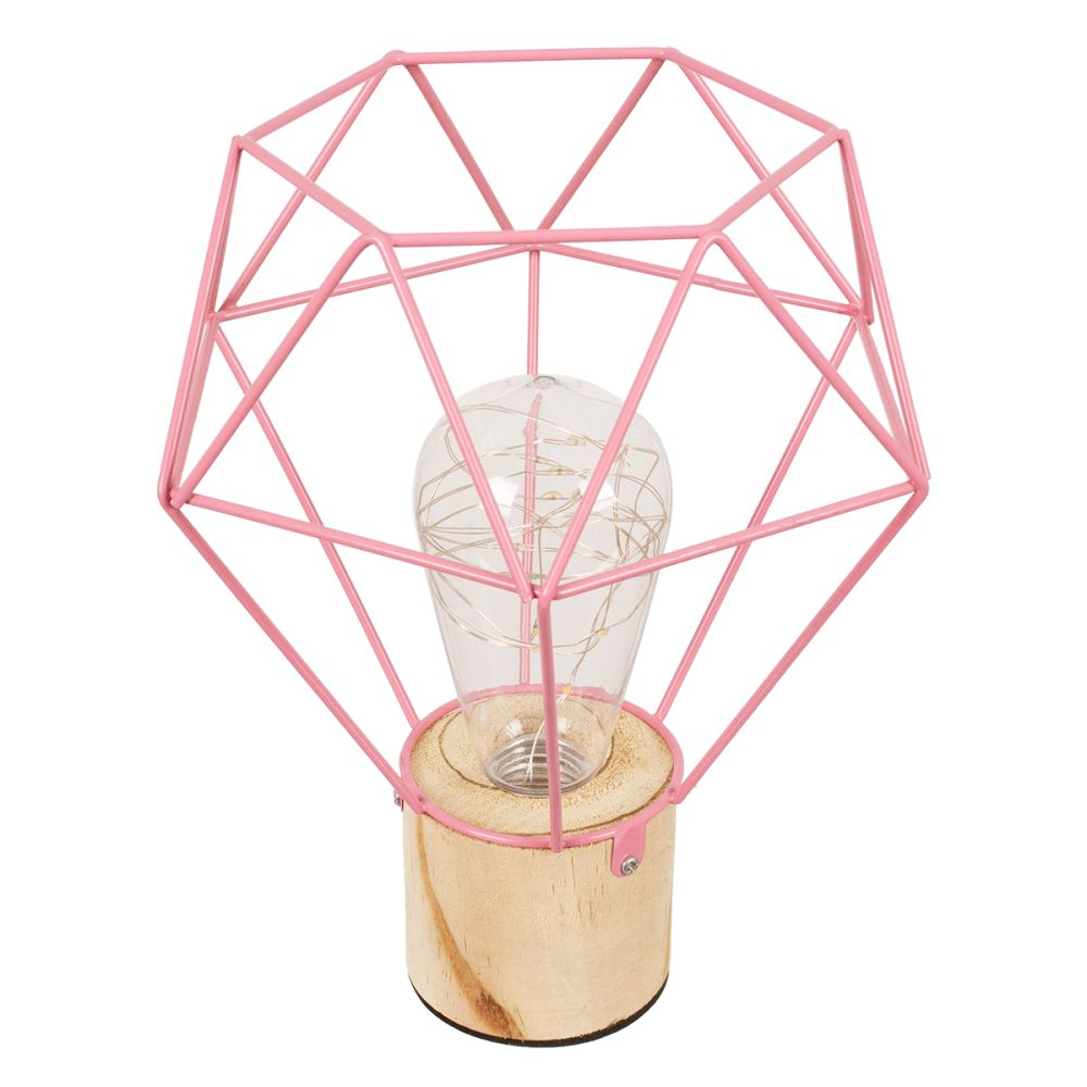 GLOBOSTAR® ANTLER 01442 Μοντέρνο Επιτραπέζιο Φωτιστικό LED 2.2W 154lm 360° DC 5V IP20 Θερμό Λευκό 2700K - DIODE - Ροζ & Μπεζ - Μ19 x Π19 x Υ23cm - 2 Χρόνια Εγγύηση