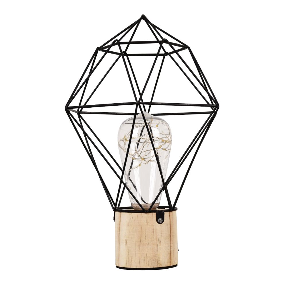 GLOBOSTAR® ANTLER 01443 Μοντέρνο Επιτραπέζιο Φωτιστικό LED 2.2W 154lm 360° DC 5V IP20 Θερμό Λευκό 2700K - DIODE - Μαύρο & Μπεζ - Μ19 x Π19 x Υ29cm - 2 Χρόνια Εγγύηση