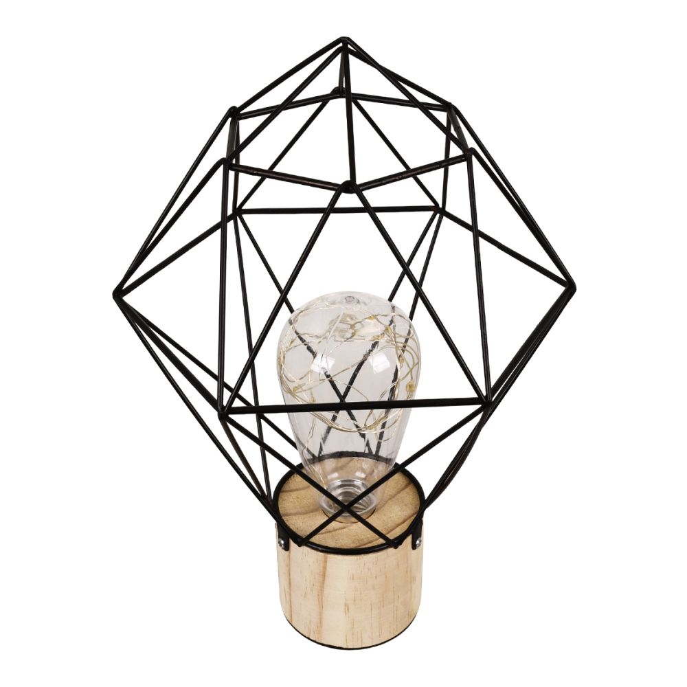 GLOBOSTAR® ANTLER 01443 Μοντέρνο Επιτραπέζιο Φωτιστικό LED 2.2W 154lm 360° DC 5V IP20 Θερμό Λευκό 2700K - DIODE - Μαύρο & Μπεζ - Μ19 x Π19 x Υ29cm - 2 Χρόνια Εγγύηση