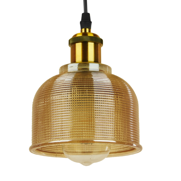 GLOBOSTAR® SEGRETO 01448 Vintage Κρεμαστό Φωτιστικό Οροφής με Ντουί 1 x E27 AC 220-240V IP20 - Διάφανο & Χρυσό - Μ14 x Π14 x Υ18cm