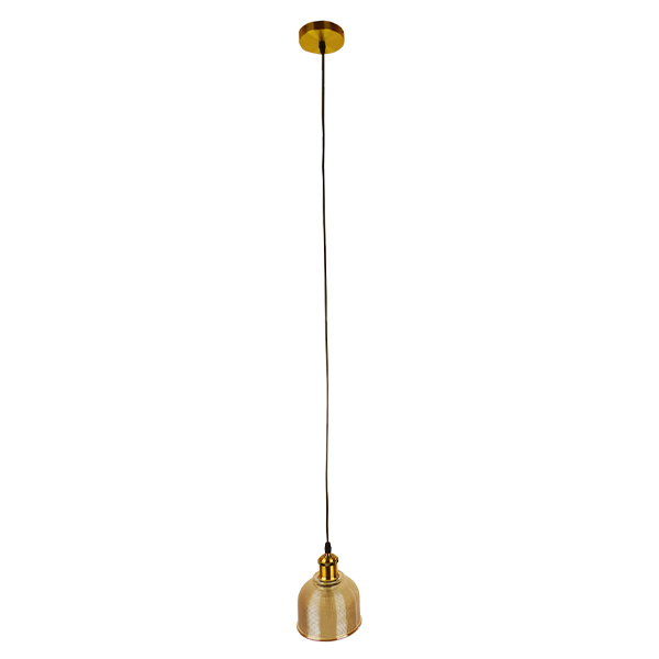 GLOBOSTAR® SEGRETO 01448 Vintage Κρεμαστό Φωτιστικό Οροφής με Ντουί 1 x E27 AC 220-240V IP20 - Διάφανο & Χρυσό - Μ14 x Π14 x Υ18cm