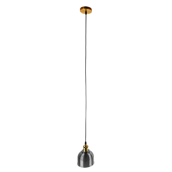GLOBOSTAR® SEGRETO 01449 Vintage Κρεμαστό Φωτιστικό Οροφής με Ντουί 1 x E27 AC 220-240V IP20 - Γκρι & Χρυσό - Μ14 x Π14 x Υ18cm