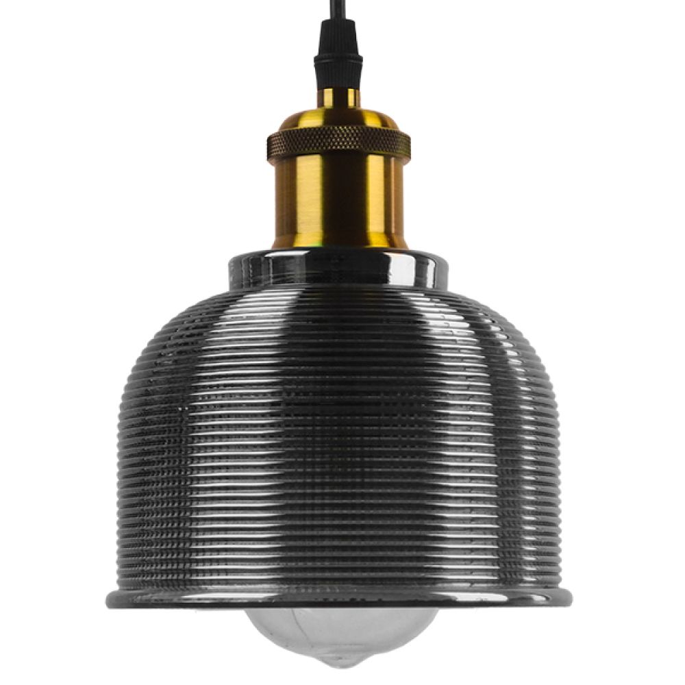 GLOBOSTAR® SEGRETO 01449 Vintage Κρεμαστό Φωτιστικό Οροφής με Ντουί 1 x E27 AC 220-240V IP20 - Γκρι & Χρυσό - Μ14 x Π14 x Υ18cm