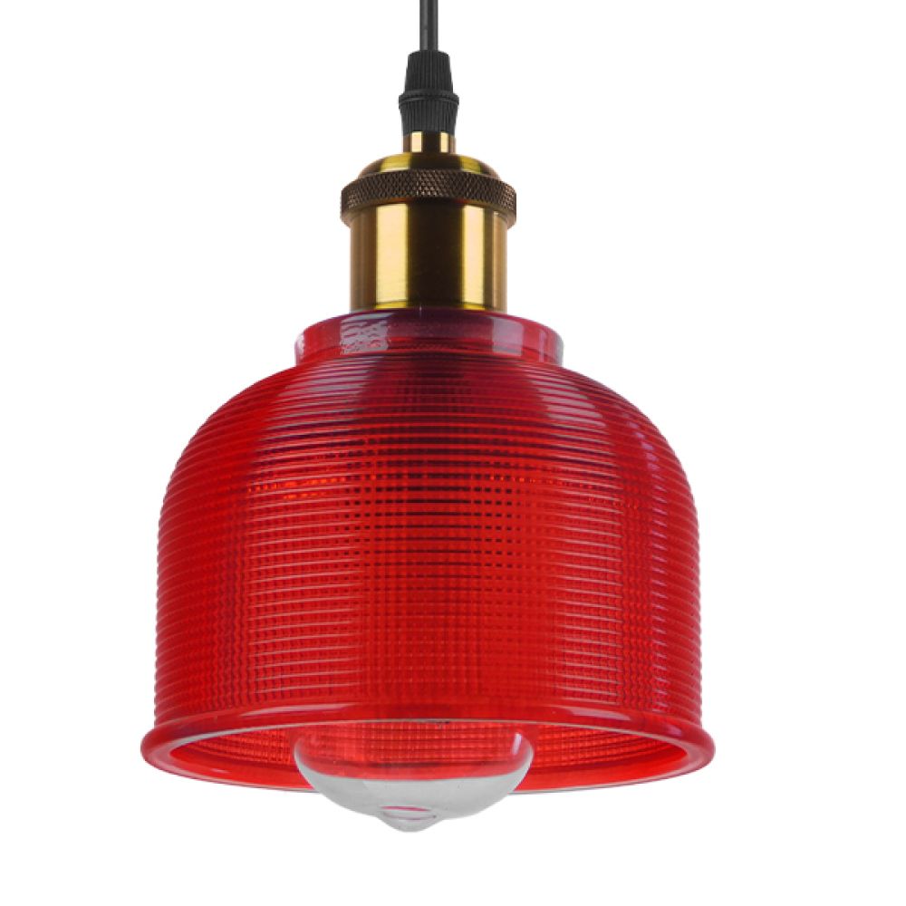 GLOBOSTAR® SEGRETO 01450 Vintage Κρεμαστό Φωτιστικό Οροφής με Ντουί 1 x E27 AC 220-240V IP20 - Κόκκινο & Χρυσό - Μ14 x Π14 x Υ18cm
