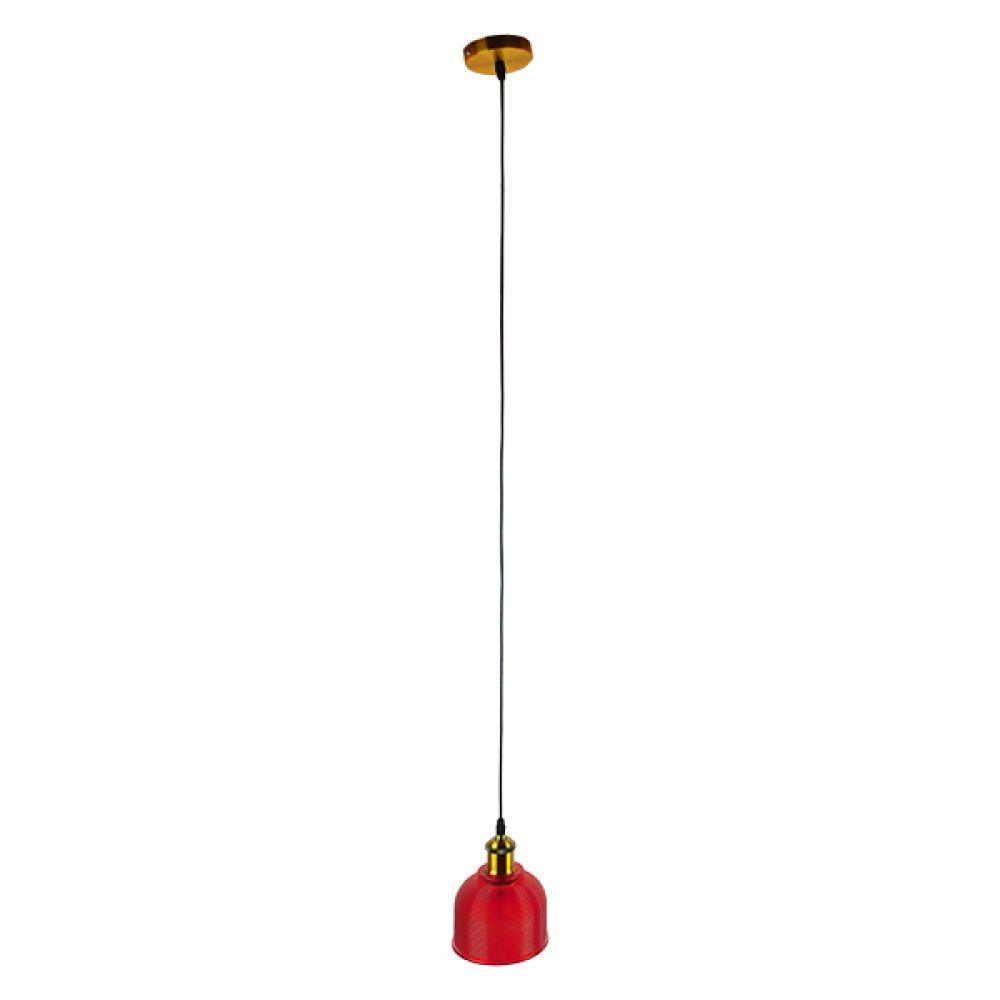 GLOBOSTAR® SEGRETO 01450 Vintage Κρεμαστό Φωτιστικό Οροφής με Ντουί 1 x E27 AC 220-240V IP20 - Κόκκινο & Χρυσό - Μ14 x Π14 x Υ18cm