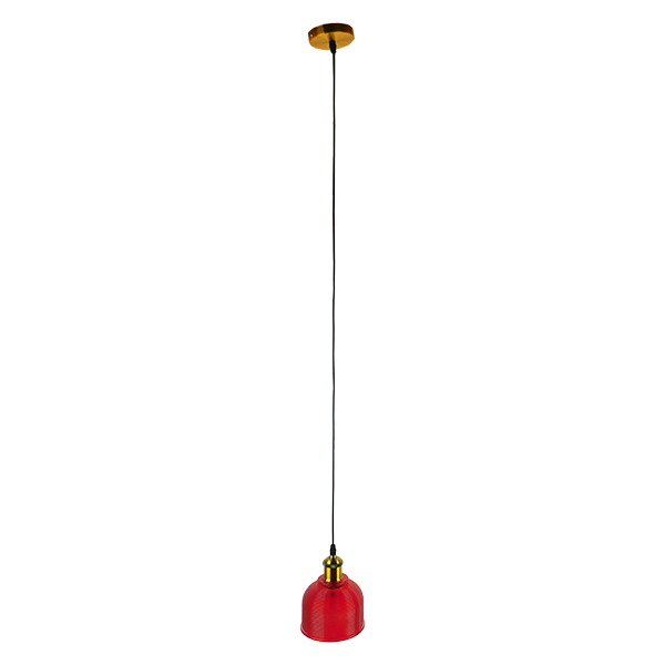 GLOBOSTAR® SEGRETO 01450 Vintage Κρεμαστό Φωτιστικό Οροφής με Ντουί 1 x E27 AC 220-240V IP20 - Κόκκινο & Χρυσό - Μ14 x Π14 x Υ18cm