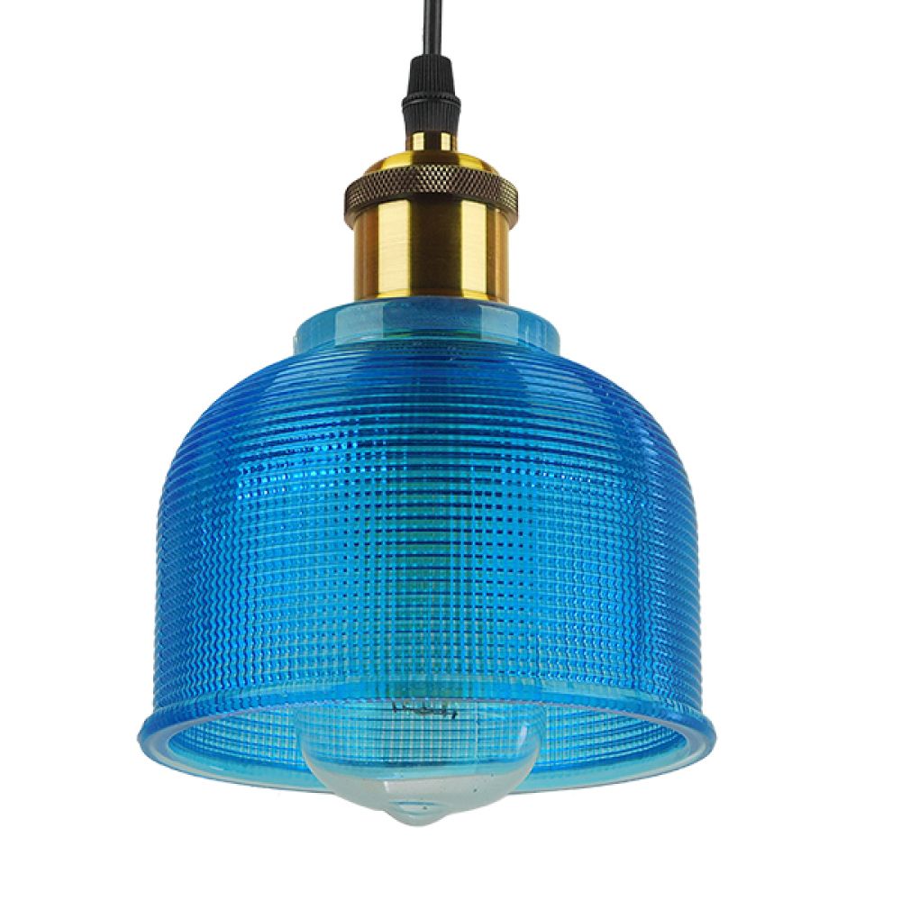GLOBOSTAR® SEGRETO 01452 Vintage Κρεμαστό Φωτιστικό Οροφής με Ντουί 1 x E27 AC 220-240V IP20 - Μπλε & Χρυσό - Μ14 x Π14 x Υ18cm