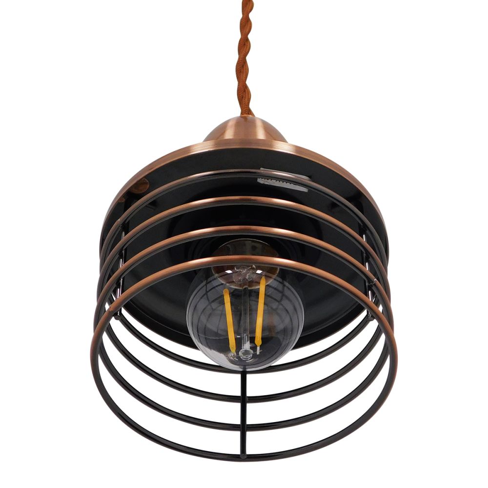 GLOBOSTAR® MANHATTAN 01453 Μοντέρνο Κρεμαστό Φωτιστικό Οροφής με Ντουί 1 x E27 AC 220-240V IP20 - Χάλκινο - Μ11 x Π11 x Υ14cm