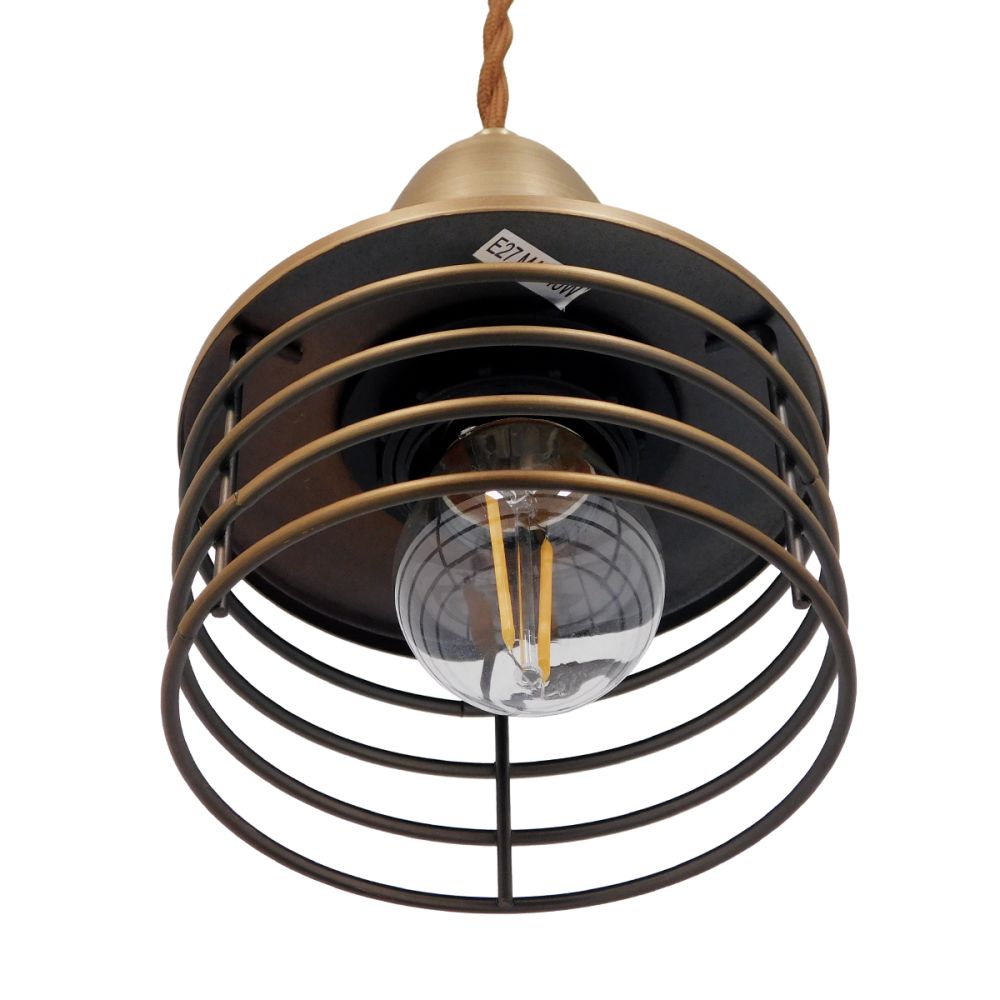 GLOBOSTAR® MANHATTAN 01454 Μοντέρνο Κρεμαστό Φωτιστικό Οροφής με Ντουί 1 x E27 AC 220-240V IP20 - Μπρούτζινο - Μ11 x Π11 x Υ14cm
