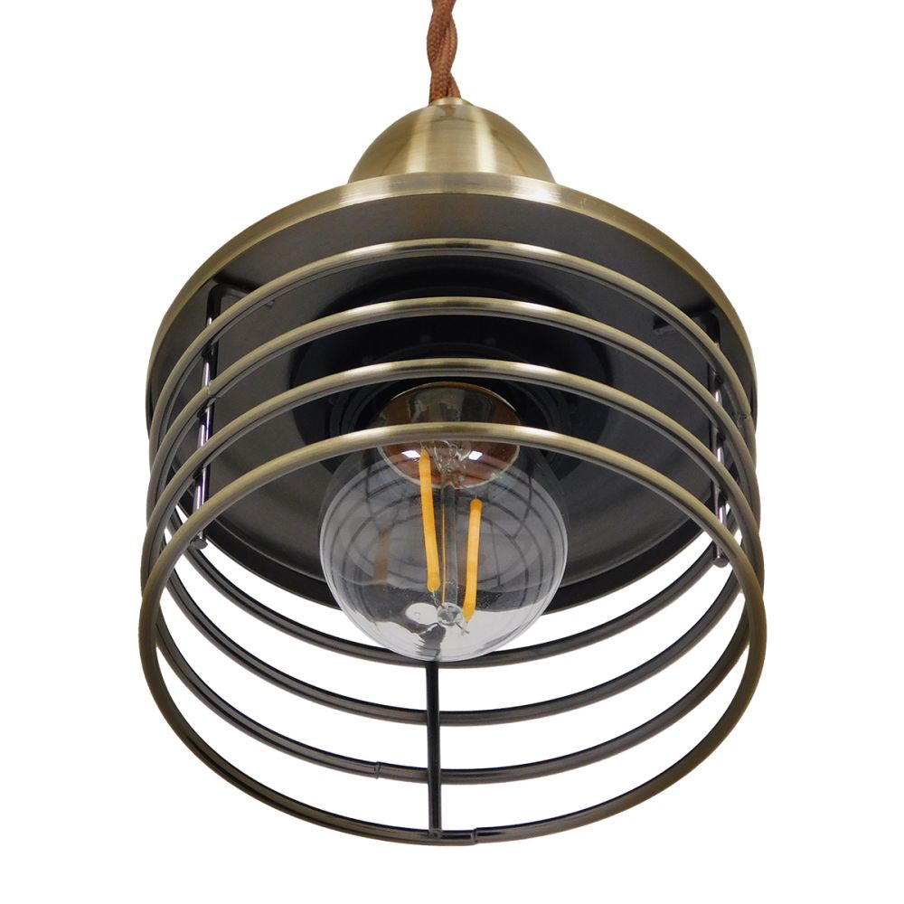 GLOBOSTAR® MANHATTAN 01455 Μοντέρνο Κρεμαστό Φωτιστικό Οροφής με Ντουί 1 x E27 AC 220-240V IP20 - Μπρούτζινο - Μ11 x Π11 x Υ14cm