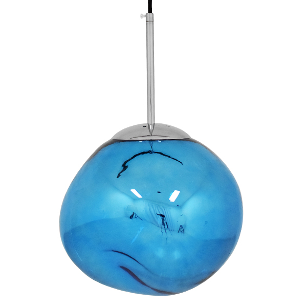 GLOBOSTAR® DIXAR 01463 Μοντέρνο Κρεμαστό Φωτιστικό Οροφής με Ντουί 1 x E27 AC 220-240V IP20 - Μπλε & Ασημί - Μ28 x Π28 x Υ40cm