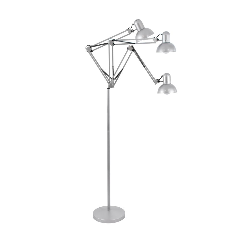 GLOBOSTAR® AUDREY 01469 Vintage Επιδαπέδιο Φωτιστικό με Ντουί 1 x E27 AC 220-240V IP20 - Ασημί - Μ15 x Π15 x Υ190cm