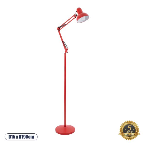 GLOBOSTAR® AUDREY 01470 Vintage Επιδαπέδιο Φωτιστικό με Ντουί 1 x E27 AC 220-240V IP20 - Κόκκινο - Μ15 x Π15 x Υ190cm