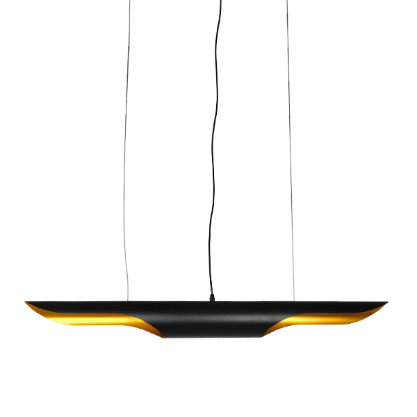 GLOBOSTAR® ESTERINA 01473 Μοντέρνο Κρεμαστό Φωτιστικό Οροφής με Ντουί 2 x E27 AC 220-240V IP20 - Μαύρο & Χρυσό - Μ100 x Π10 x Y10cm