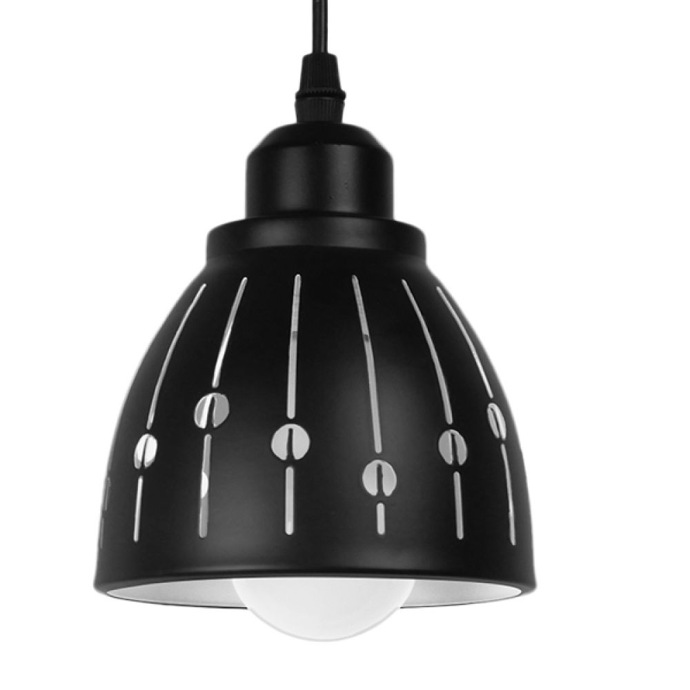 GLOBOSTAR® COOLIE 01476 Μοντέρνο Κρεμαστό Φωτιστικό Οροφής με Ντουί 1 x E27 AC 220-240V IP20 - Μαύρο & Ασημί - Μ12.5 x Π12.5 x Υ11.5cm