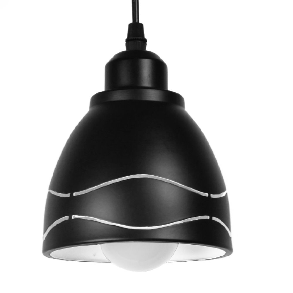 GLOBOSTAR® COOLIE 01477 Μοντέρνο Κρεμαστό Φωτιστικό Οροφής με Ντουί 1 x E27 AC 220-240V IP20 - Μαύρο & Ασημί - Μ12.5 x Π12.5 x Υ11.5cm