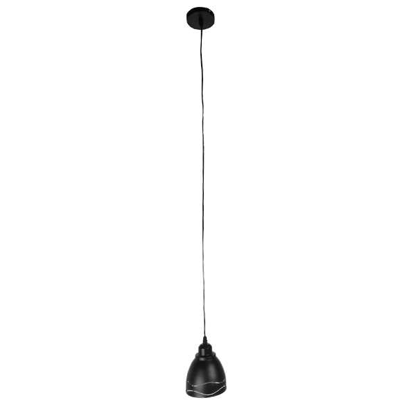 GLOBOSTAR® COOLIE 01477 Μοντέρνο Κρεμαστό Φωτιστικό Οροφής με Ντουί 1 x E27 AC 220-240V IP20 - Μαύρο & Ασημί - Μ12.5 x Π12.5 x Υ11.5cm