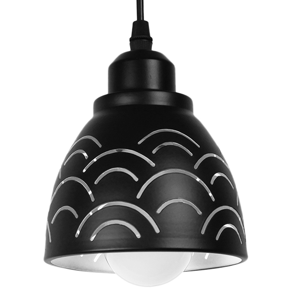 GLOBOSTAR® COOLIE 01482 Μοντέρνο Κρεμαστό Φωτιστικό Οροφής με Ντουί 1 x E27 AC 220-240V IP20 - Μαύρο & Ασημί - Μ12.5 x Π12.5 x Υ11.5cm
