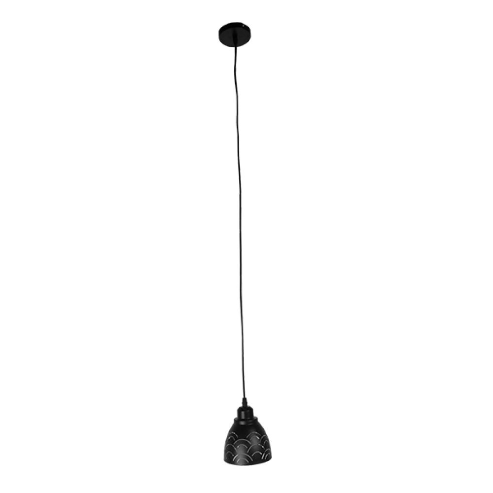 GLOBOSTAR® COOLIE 01482 Μοντέρνο Κρεμαστό Φωτιστικό Οροφής με Ντουί 1 x E27 AC 220-240V IP20 - Μαύρο & Ασημί - Μ12.5 x Π12.5 x Υ11.5cm