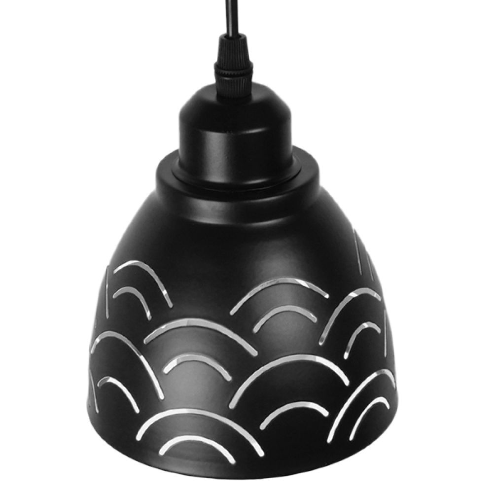 GLOBOSTAR® COOLIE 01482 Μοντέρνο Κρεμαστό Φωτιστικό Οροφής με Ντουί 1 x E27 AC 220-240V IP20 - Μαύρο & Ασημί - Μ12.5 x Π12.5 x Υ11.5cm