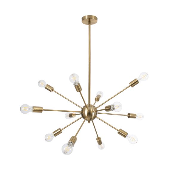 GLOBOSTAR® MILANO 01485 Μοντέρνο Κρεμαστό Φωτιστικό Οροφής με Ντουί 12 x E27 AC 220-240V IP20 - Χρυσό - Μ80 x Π80 x Υ80cm
