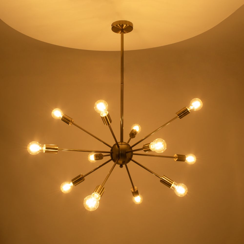 GLOBOSTAR® MILANO 01485 Μοντέρνο Φωτιστικό Οροφής με Ντουί 12 x E27 AC 220-240V IP20 - Χρυσό - Μ80 x Π80 x Υ80cm
