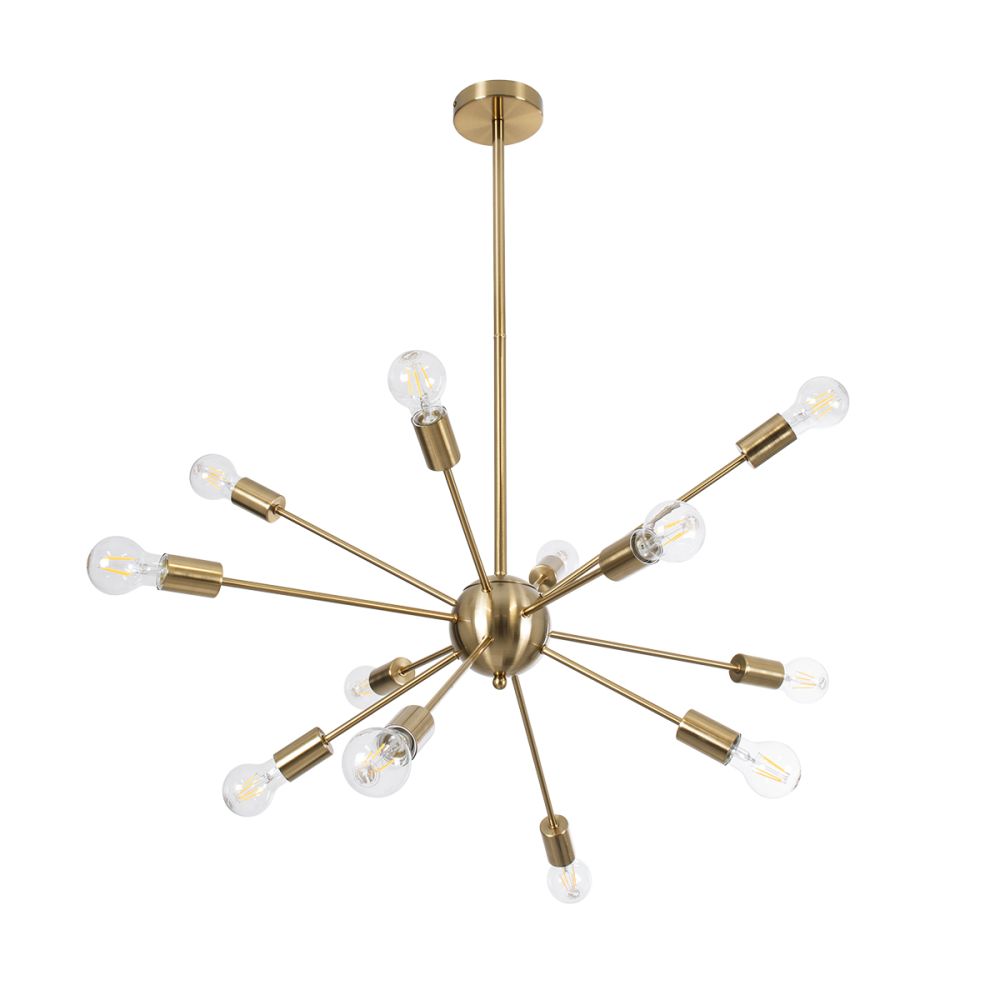 GLOBOSTAR® MILANO 01485 Μοντέρνο Φωτιστικό Οροφής με Ντουί 12 x E27 AC 220-240V IP20 - Χρυσό - Μ80 x Π80 x Υ80cm