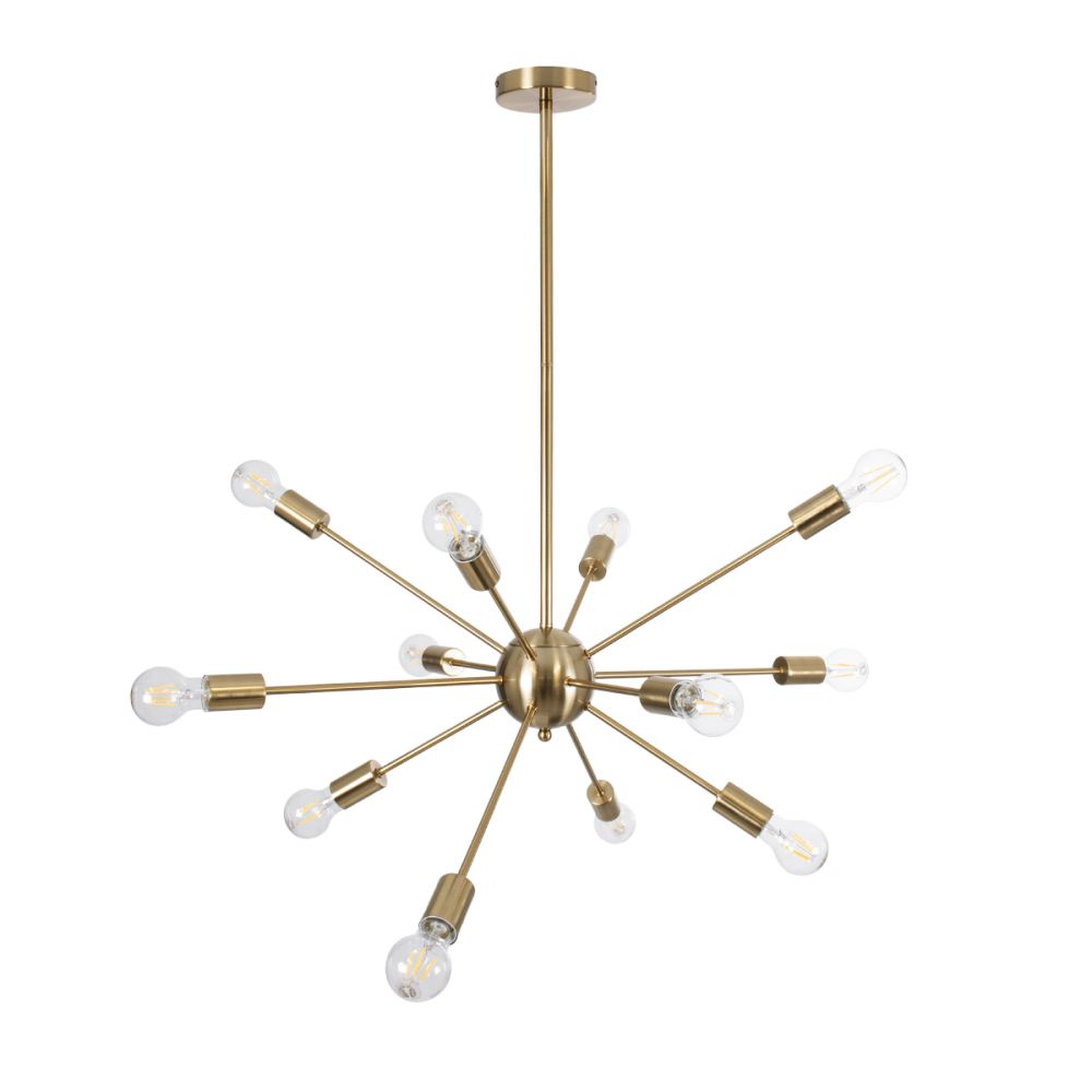 GLOBOSTAR® MILANO 01485 Μοντέρνο Φωτιστικό Οροφής με Ντουί 12 x E27 AC 220-240V IP20 - Χρυσό - Μ80 x Π80 x Υ80cm