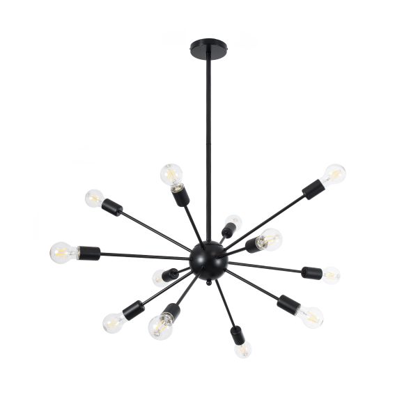 GLOBOSTAR® MILANO 01486 Μοντέρνο Κρεμαστό Φωτιστικό Οροφής με Ντουί 12 x E27 AC 220-240V IP20 - Μαύρο - Μ80 x Π80 x Υ80cm