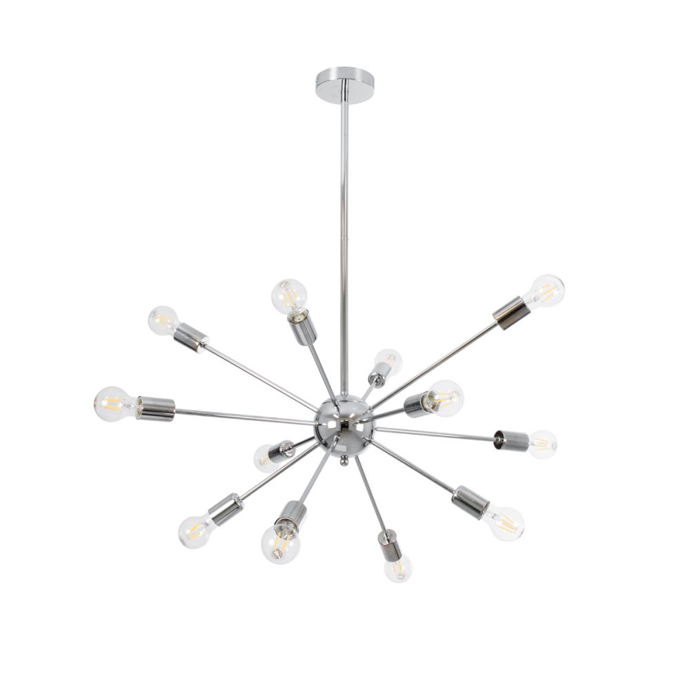 GLOBOSTAR® MILANO 01487 Μοντέρνο Φωτιστικό Οροφής με Ντουί 12 x E27 AC 220-240V IP20 - Ασημί - Μ80 x Π80 x Υ80cm